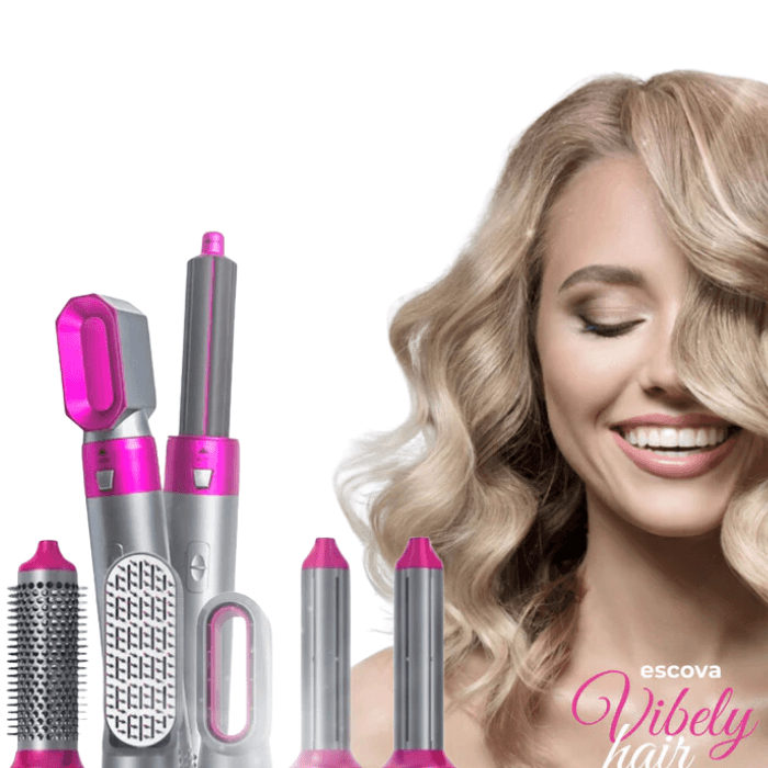 Vibely Hair - Escova 5 em 1 (Seca, Alisa, Cacheia, Modela e Ondula) - Minha loja